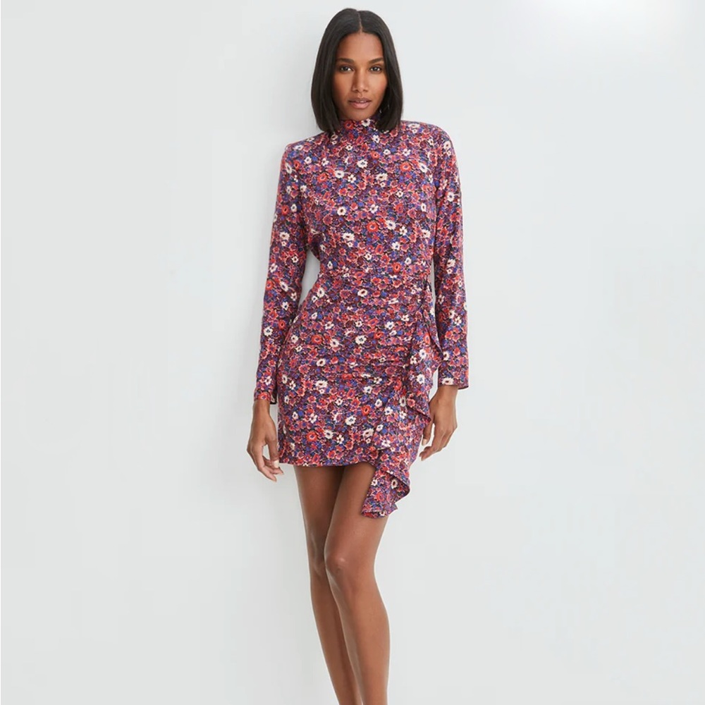 NWT Veronica Beard Louella Dress in Berry Multi Floral Size 8 - Picture 4 of 11